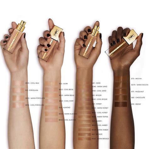 ysl all hours foundation shade comparison|ysl touche eclat shade chart.